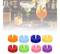 Lot de 6 marqueurs multicolores en silicone pour verre à vin, breloques | S'adapte à la plupart des verres à vin et à champagne, code couleur pour éviter les mélanges de boissons