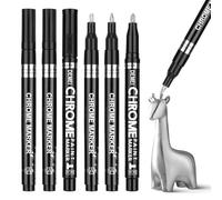 Lot de 6 marqueurs peinture chromée, 0,7/1/2 mm, argentés, métallisés, permanents à base d'huile, métallisés, imperméables, réfléchissants, pour plastique, métal, verre, céramique
