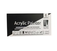 Lot de 6 marqueurs permanents noirs et blancs à pointe de 0,7 mm pour pierre, bois, céramique, verre, papier, cuir, vêtements, métal