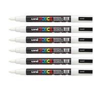 Lot De 6 Marqueurs Pointe Conique Fine Pc3m 0,9 - 1,3mm Blanc