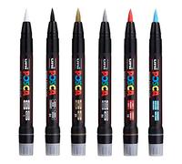 Posca Marqueur peinture Uni PCF-350 Pointe pinceau pour tissu, verre, métal — 6 couleurs
