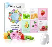 Lot de 6 Masque Hydratant Visage Probuk Masque Visage Tissu Facial Hydratant, 6 Types Masque Visage au Fruit, Masque de Beauté pour Tous les Types de Peaux, Hydratation Profonde avec Effet Immédiat