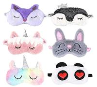 Lot de 6 masques pour les yeux en peluche pour adulte et enfant