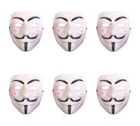 Lot de 6 masques Vendetta d'Halloween - Masque effrayant en plastique blanc Guy Fawkes - Adultes effrayants effrayants Halloween TV Movie Trick or Treat Accessoire de déguisement