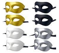 Lot de 6 masques vénitiens de fête pour adultes - Look antique - Pour bal masqué réaliste - Pour homme et femme (2 x l + B + G + S)