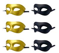 通用 Lot de 6 masques vénitiens de style vintage antique pour adulte - Demi-masque de fête réaliste pour homme et femme (3 x G + B)