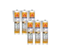Lot de 6 mastics élastique silicone SIKA Sikaseal-162 Vitrage - Translucide - 300ml
