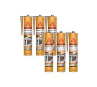 Lot de 6 mastics polyuréthane 2 en 1 SIKA Sikaseal-183 Façade & Sol - Ton pierre - 300ml