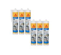 Lot de 6 mastics silicones anti-moisissure SIKA Sikaseal 108 Sanitaire - Transparent - 300ml