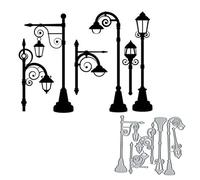Lot de 6 matrices de découpe en métal en forme de lampadaire de rue Merry Christmas - Pochoirs de découpe pour bricolage, scrapbooking, décoration de papier, scrapbooking, fabrication de cartes