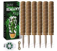 Lot de 6 mâts en mousse de 172,7 cm pour plantes Monstera, bâtons totem en fibre de coco de 40 cm pour support d'escalade, bâtons d'intérieur avec attache torsadée de jardin de 20 m