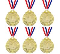 Lot de 6 médailles de prix, médailles de 1ère 2ème 3ème place, gagnant en métal de style olympique avec ruban de cou pour compétitions de jeux, sports, école, orthographe, cadeaux de fête, 5 cm
