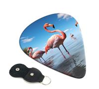 Lot de 6 médiators avec boîte de rangement 3 épaisseurs différentes de flamants roses sur la plage pour basse, électrique, acoustique, cadeaux de Noël inclus : 0,46 mm, 0,71 mm, 0,96 mm