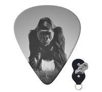 Lot de 6 médiators avec sac de rangement Gorilla in the Grass pour guitare acoustique électrique basse 0,46 mm/0,71 mm/0,96 mm fins moyens lourds pour débutants et musiciens