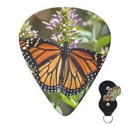 Lot de 6 médiators avec sac de rangement Monarch Butterfly pour guitare acoustique électrique basse 0,46 mm/0,71 mm/0,96 mm fins moyens lourds pour débutants et musiciens