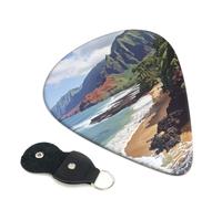 Lot de 6 médiators de 0,96 mm pour hommes, femmes, débutants | Kauai Hawaii Médiators imprimés bord de mer pour guitare acoustique basse électrique ukulélé cadeau