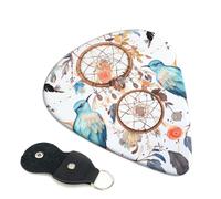 Lot de 6 médiators de guitare 3 épaisseurs différentes - Attrape-rêves et oiseaux - Avec sac de rangement - Médiators pour guitares acoustiques et basses (0,46 mm, 0,71 mm, 0,96 mm)