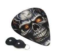 Lot de 6 médiators de guitare 3 épaisseurs différentes Cool Evil Skull avec sac de rangement pour guitares acoustiques et basses (0,46 mm, 0,71 mm, 0,96 mm)