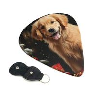 Lot de 6 médiators de guitare 3 épaisseurs différentes de Noël Golden Retriever avec sac de rangement pour guitares acoustiques et basses (0,46 mm, 0,71 mm, 0,96 mm)