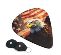 Lot de 6 médiators de guitare 3 épaisseurs différentes Drapeau américain Fire Eagle avec sac de rangement pour guitares acoustiques et basses (0,46 mm, 0,71 mm, 0,96 mm)