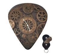 Lot de 6 médiators de guitare 3 épaisseurs différentes personnalisables Steampunk Engrenages Horloge Guitare Électrique Basse 4 pièces 0,46 mm, 4 pièces 0,71 mm, 4 pièces 0,96 mm