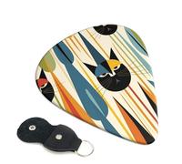 Lot de 6 médiators de guitare avec boîte de rangement 3 épaisseurs différentes - Art moderne du milieu du siècle - Médiators pour guitare basse électrique acoustique - Cadeaux de Noël inclus : 0,46 mm