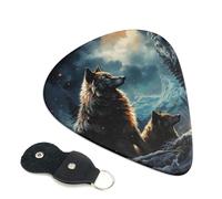 Lot de 6 médiators de guitare avec boîte de rangement 3 épaisseurs différentes - Deux médiators en forme de loups pour basse, électrique, acoustique, cadeaux de Noël inclus : 0,46 mm, 0,71 mm, 0,96 mm