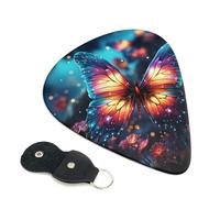 Lot de 6 médiators de guitare avec boîte de rangement 3 épaisseurs différentes en forme de papillon dans la voie lactée pour basse, électrique, acoustique, cadeaux de Noël inclus : 0,46 mm, 0,71 mm