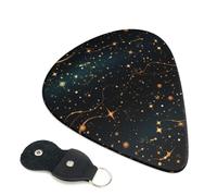 Lot de 6 médiators de guitare avec boîte de rangement 3 épaisseurs différentes Motif étoiles et constellations Pour basse, électrique, acoustique, cadeaux de Noël Comprend 0,46 mm, 0,71 mm, 0,96 mm