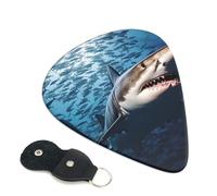 Lot de 6 médiators de guitare avec boîte de rangement 3 épaisseurs différentes : un requin nage dans la mer pour basse, électrique, acoustique, cadeaux de Noël inclus : 0,46 mm, 0,71 mm, 0,96 mm