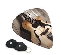 Lot de 6 médiators de guitare avec étui en cuir pour guitare électrique, ukulélé 0,46 mm