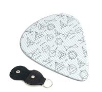 Lot de 6 médiators de guitare avec impression d'équation mathématique, basse, électrique, acoustique, ukulélé, médiators moyens avec sac de rangement