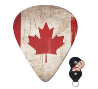 Lot de 6 médiators de guitare avec sac de rangement - Style rétro - Drapeau du Canada - Pour guitare basse électrique acoustique - 0,46 mm/0,71 mm/0,96 mm - Médiators fins et moyens lourds pour