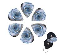 Lot de 6 médiators de guitare double face personnalisés avec boîte de rangement pour ukulélé - Bleu et blanc - Pour homme et femme, blanc, 0.96mm