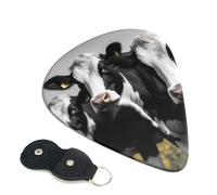 Lot de 6 médiators de guitare en cuir noir et blanc avec étui pour médiator de guitare acoustique, électrique, ukulélé 0,96 mm