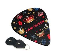 Lot de 6 médiators de guitare I Am Queen de 3 épaisseurs différentes avec sac de rangement pour guitares acoustiques, médiators de basse (0,46 mm, 0,71 mm, 0,96 mm)