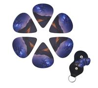 Lot de 6 médiators de guitare « Night in the Desert » - Double face - Personnalisés - Avec boîte de rangement - Accessoires pour ukulélé - Pour homme et femme
