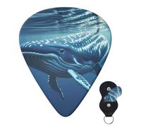 Lot de 6 médiators de guitare personnalisés de 3 épaisseurs différentes avec boîte de rangement - Petite baleine bleue - Accessoires de guitare moyens et fins (0,46 mm, 0,71 mm, 0,96 mm)