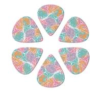 Lot de 6 médiators de luxe, texture marbre, 0,46 mm / 0,71 mm / 0,96 mm, pour guitare acoustique, électrique, basse et mandoline.