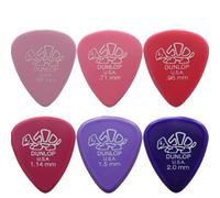 Lot de 6 médiators Dunlop Delrin pour guitare - 1 de chaque taille dans une boîte pratique en étain