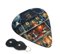 Lot de 6 médiators effrayants d'Halloween pour guitare, basse, guitare acoustique électrique, ukulélé, médiators de guitare moyenne avec sac de rangement