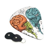 Lot de 6 médiators en celluloïd avec fonction cerveau gauche et droite, 0,96 mm d'épaisseur, avec support en cuir, médiators personnalisés pour basse, guitare électrique, acoustique, cadeau pour les