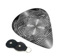 Lot de 6 médiators en celluloïd de forme géométrique noir et blanc, 0,96 mm d'épaisseur, avec support en cuir, médiators de guitare personnalisés pour basse, guitare électrique, acoustique, cadeau