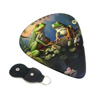 Lot de 6 médiators en celluloïd de nombreuses grenouilles chantent sur les branches, 0,46 mm d'épaisseur avec support en cuir, médiators personnalisés pour basse, guitare électrique, acoustique