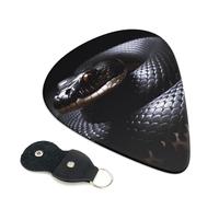 Lot de 6 médiators en cuir avec étui pour médiator de guitare acoustique, électrique, ukulélé 0,46 mm Noir
