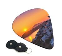 Lot de 6 médiators en cuir avec étui pour médiators de guitare acoustique, électrique, ukulélé 0,96 mm