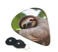 Lot de 6 médiators en cuir avec porte-médiators « A Sloth on a Tree Branch » - Avec étui - Art abstrait - Pour guitare électrique et acoustique - Ukulélé - 0,46 mm