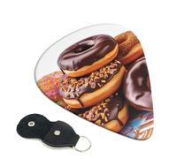 Lot de 6 médiators en forme de donuts en chocolat avec porte-médiators en cuir, étui pour guitare, médiator abstrait pour guitare électrique acoustique, ukulélé 0,96 mm