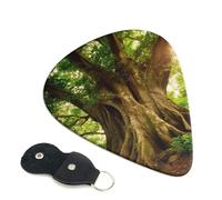 Lot de 6 médiators épais en forme d'arbre avec porte-médiators en cuir pour guitare électrique acoustique, ukulélé, 0,46 mm