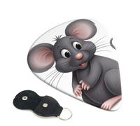 Lot de 6 médiators gris en forme de rat avec support de médiator en cuir, étui pour médiator de guitare acoustique, électrique, ukulélé 0,71 mm